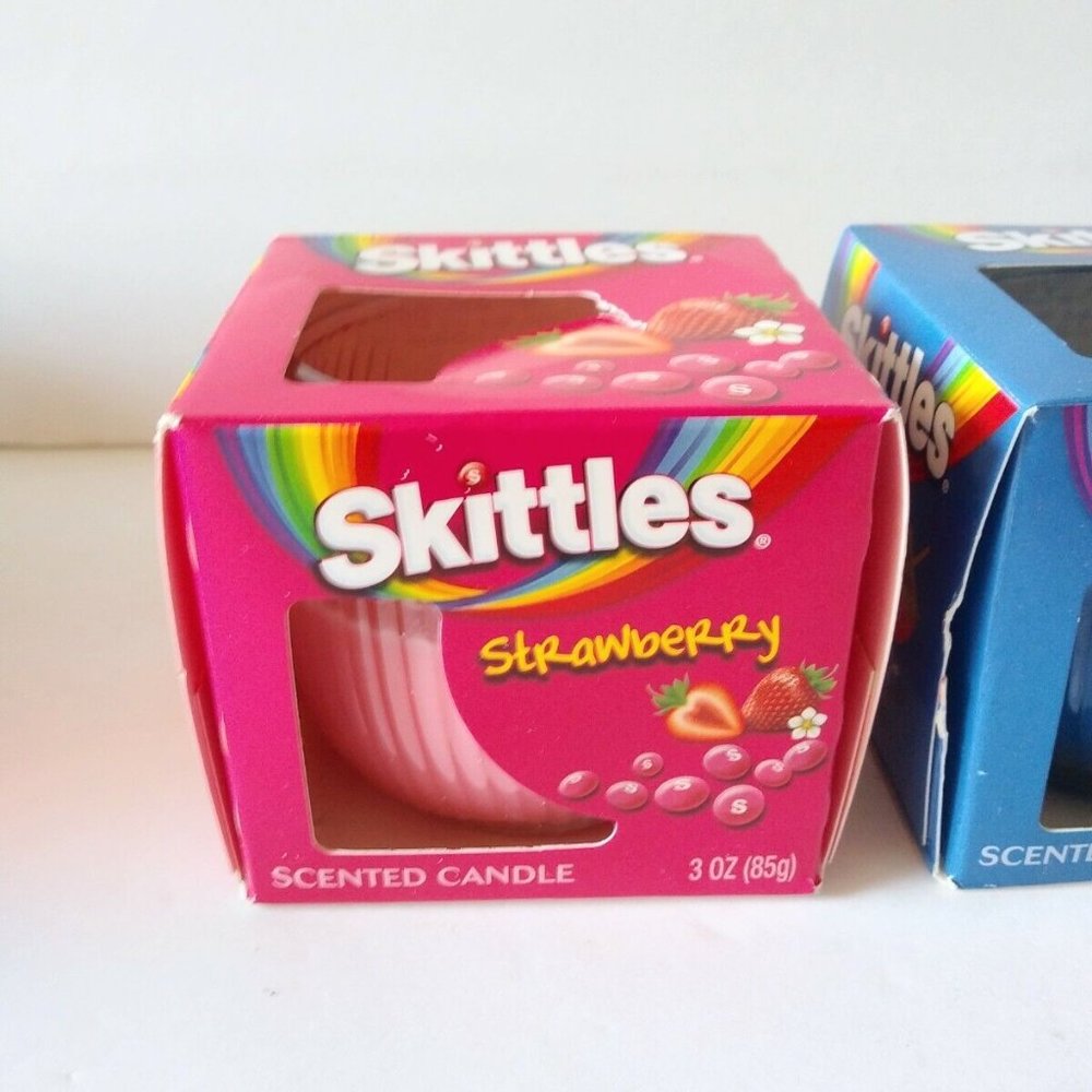 2016 Skittles Scented Raspberry Strawberry Candles Glass Holder - Picture 4 of 9